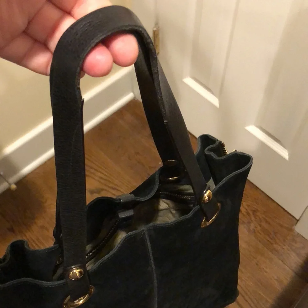 UGG Black Suede Tote Leather Shoulder Bag